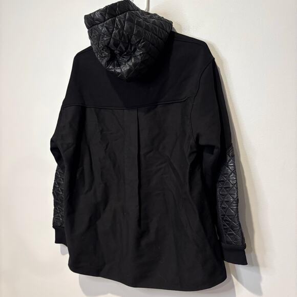 Zara Combination Quilted Hoodie Black Mixed Materials Small Grunge Punk Emo - Picture 4 of 6